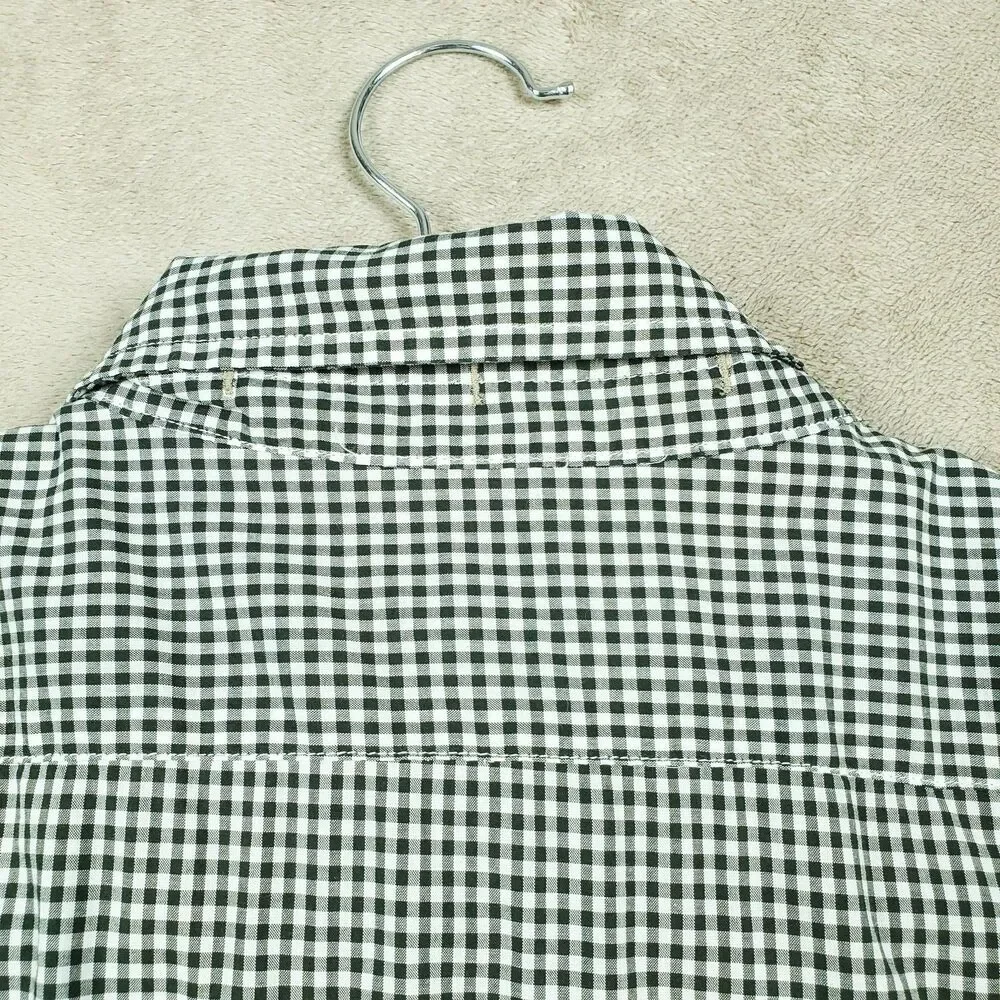 Banana Republic Shirt Mens Large Gray Check Untucked Fit Button Down Casual